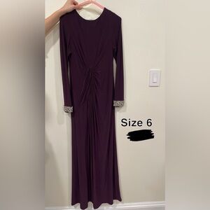 Vince Camuto Deep Purple Long Sleeve Dress with Embellished Cuffs